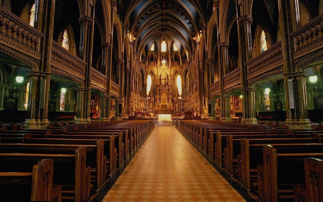 Church checkered floor pews large free wallpaper - medium preview image