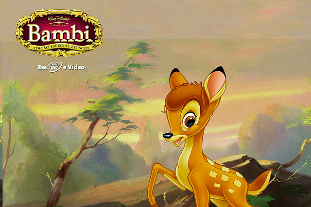 Cartoon deer running woods trees free wallpaper - medium preview image