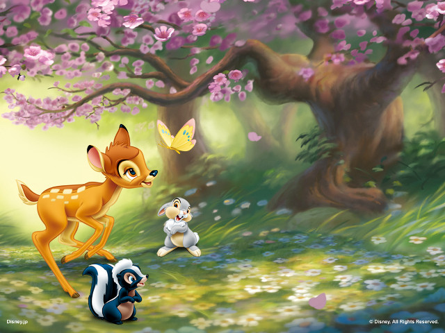 Deer squirrel forest flowers butterflies free wallpaper - medium preview image