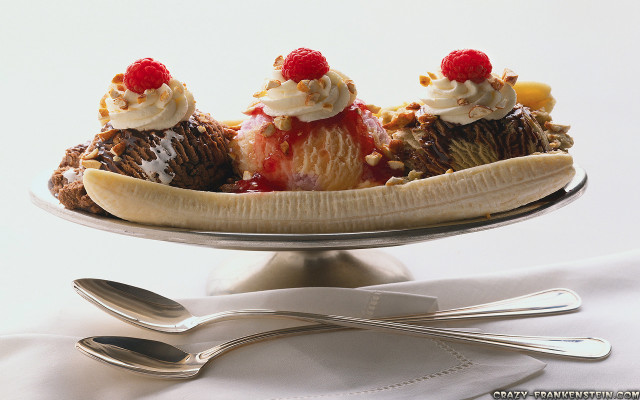Banana split cake fork plate free wallpaper - medium preview image