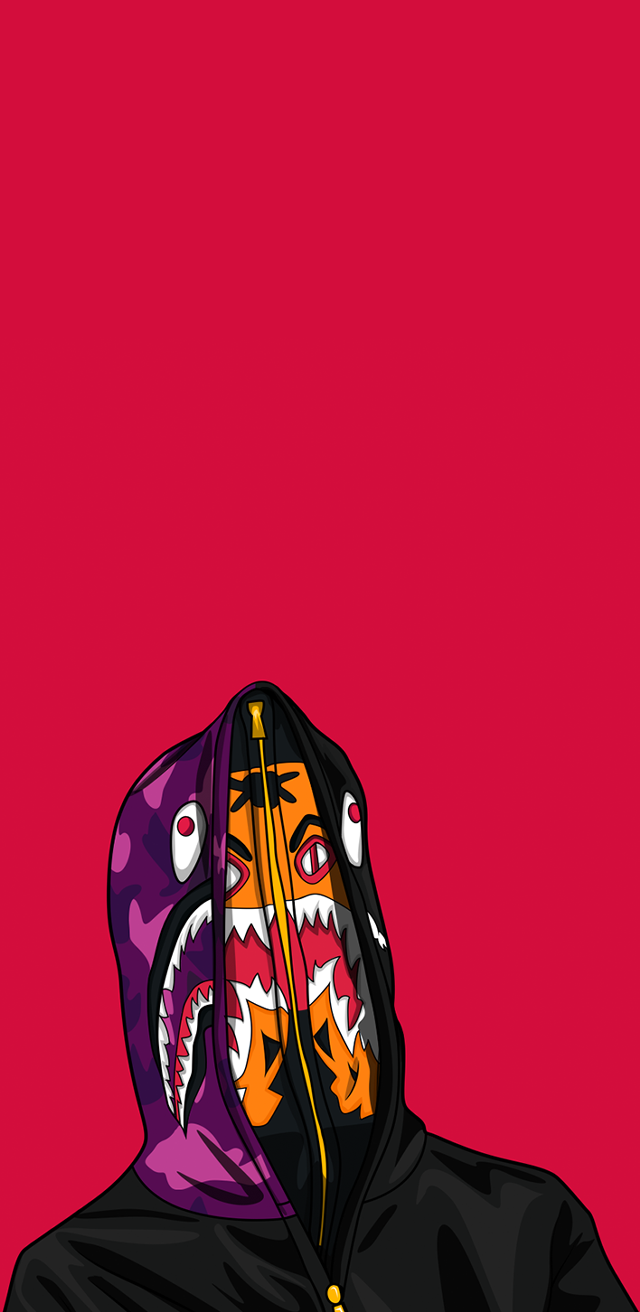 Man black hoodie shark face free wallpaper - medium preview image