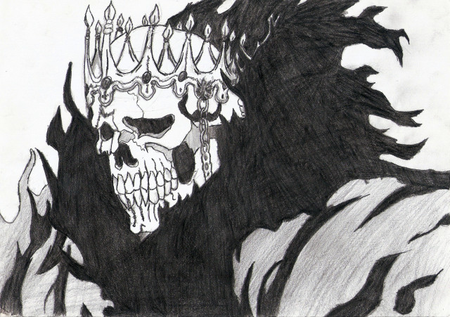 Skull crown demon tail drawing free wallpaper - medium preview image