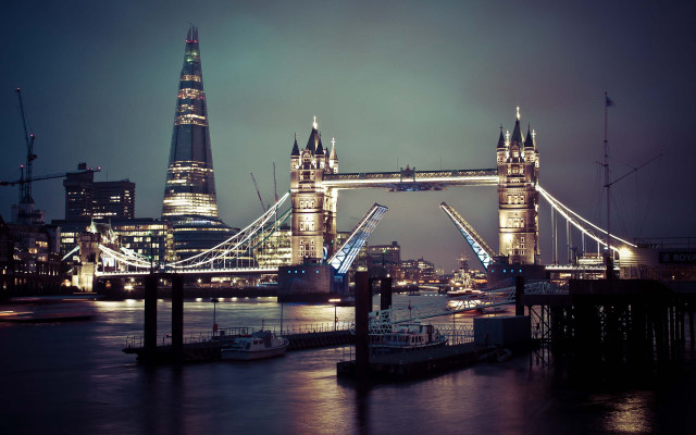 Bridge clock tower night cityscape #2 free wallpaper - medium preview image