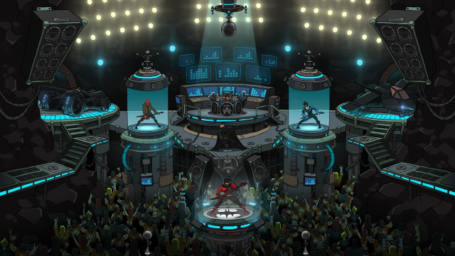 Futuristic room crowd stage lights free wallpaper for desktop - medium preview image