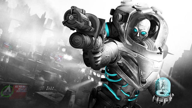 Robot blue light city buildings free wallpaper - medium preview image