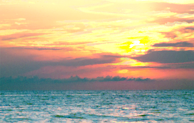 Surfboard sunset water sky clouds free wallpaper - medium preview image