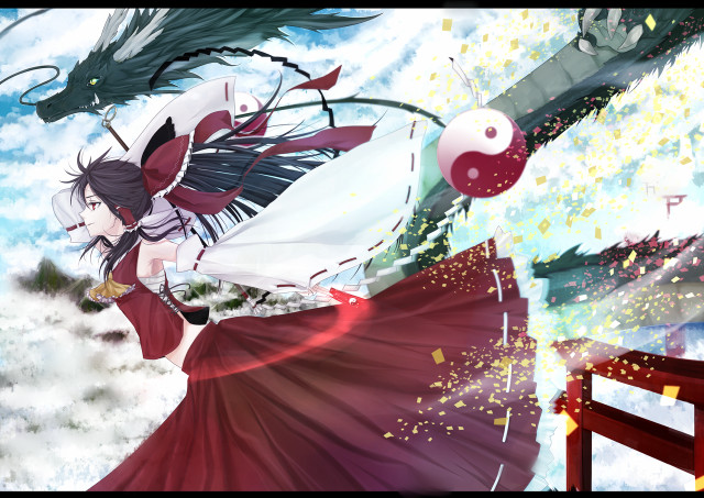 Red dress woman bird cherry free wallpaper - medium preview image