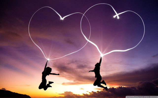 Flying people hearts sky above #2 free wallpaper - medium preview image