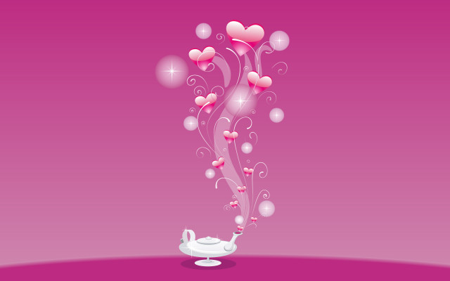 Teapot hearts flying pink background free wallpaper - medium preview image