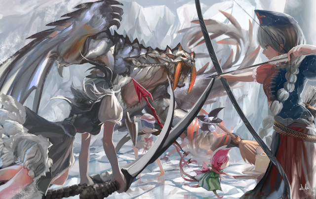 Woman sword man sword group free wallpaper - medium preview image