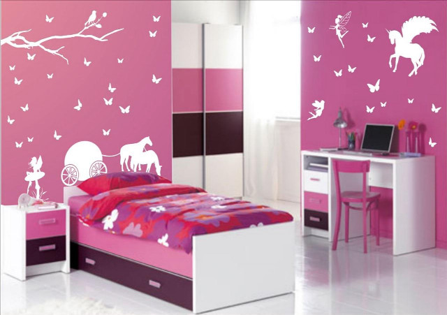 Pink bedroom white desk laptop free wallpaper - medium preview image