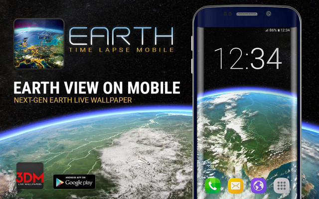 Cell phone earth view clock free wallpaper - medium preview image