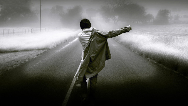 Man walking road jacket light #4 free wallpaper - medium preview image