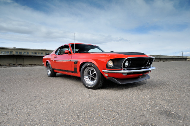 Red mustang parking lot sky free wallpaper - medium preview image