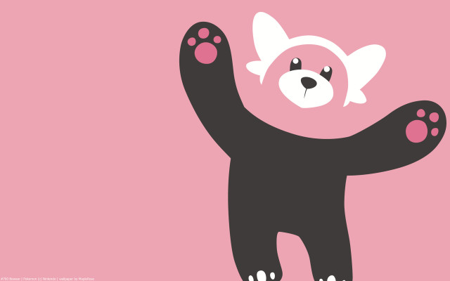 Black bear pink paws minimalist free wallpaper - medium preview image