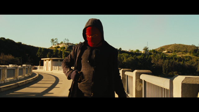 Man red mask bridge black free wallpaper - medium preview image