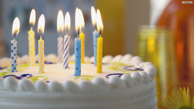 White cake lit candles honey free wallpaper - medium preview image