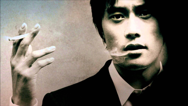 Man suit smoking cigarette black #2 free wallpaper - medium preview image