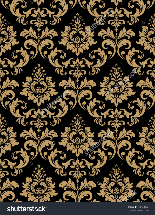 Black gold damask background floral free wallpaper - medium preview image