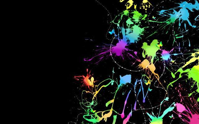 Black background multicolored paint splatters free wallpaper - medium preview image
