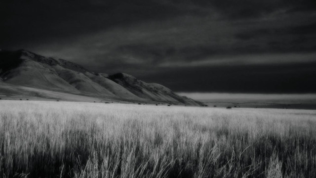 Black white field mountains clouds #2 free wallpaper - medium preview image