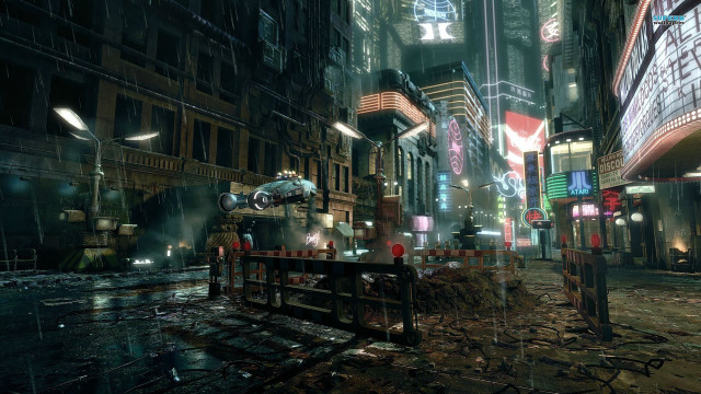 City street night people buildings free wallpaper - medium preview image