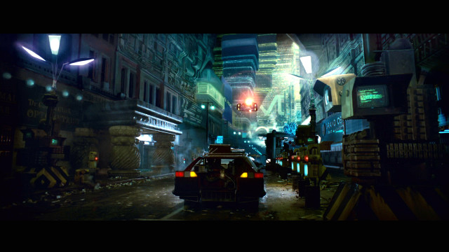 Car driving street tall buildings #2 free wallpaper - medium preview image