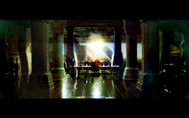 Group people table room columns free wallpaper - medium preview image