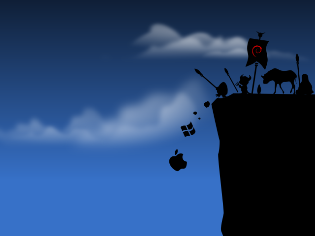 Cartoon man cliff horse flag free wallpaper - medium preview image