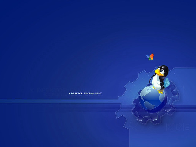 Penguin globe butterfly blue background free wallpaper - medium preview image