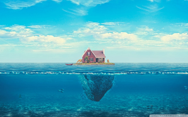 House island ocean boat water free wallpaper - medium preview image