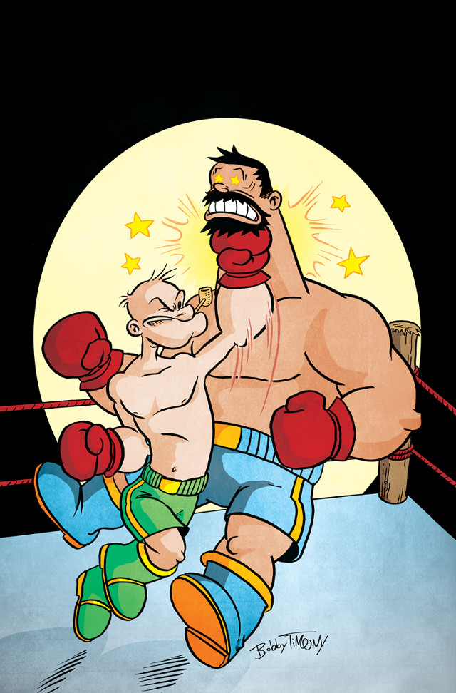 Cartoon man punching another boxing free wallpaper - medium preview image
