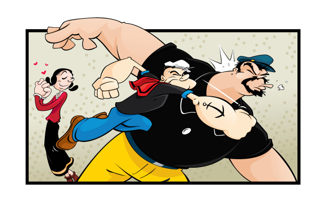 Cartoon man chased woman mustache free wallpaper - medium preview image