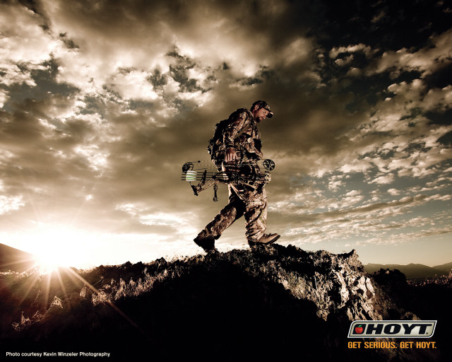Man camouflage bow mountain cloudy free wallpaper - medium preview image