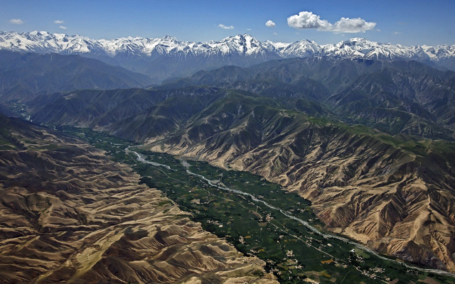 Valley mountains airplane window view free wallpaper - medium preview image