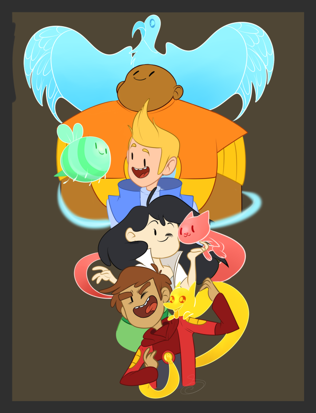 Cartoon characters group black background free wallpaper - medium preview image