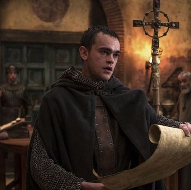 Medieval man scroll cross room free wallpaper - medium preview image