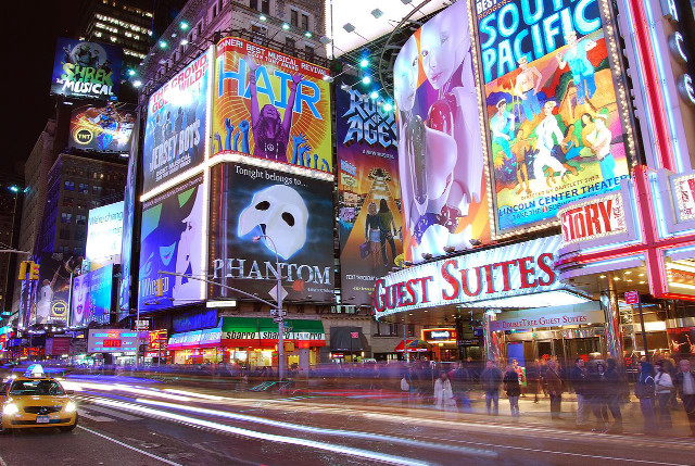Busy city neon signs night free wallpaper - medium preview image