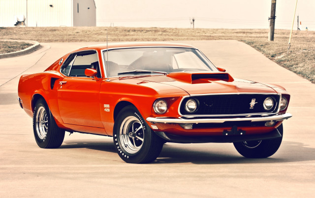 Red mustang cement road building free wallpaper - medium preview image