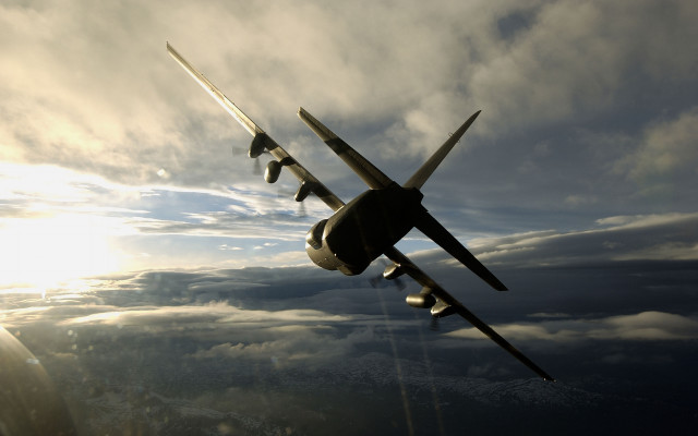 Large airplane flying cloudy sky #5 free wallpaper - medium preview image