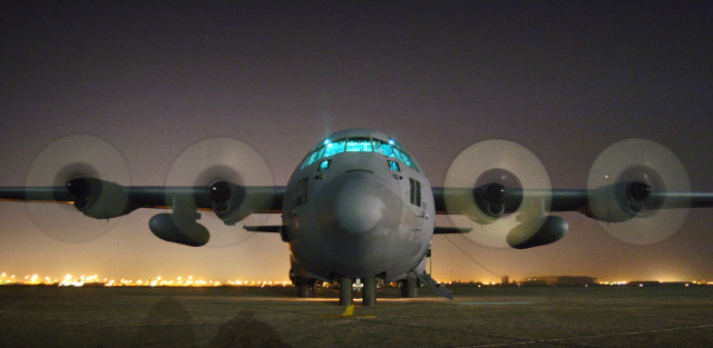 Large airplane runway nighttime lights free wallpaper - medium preview image