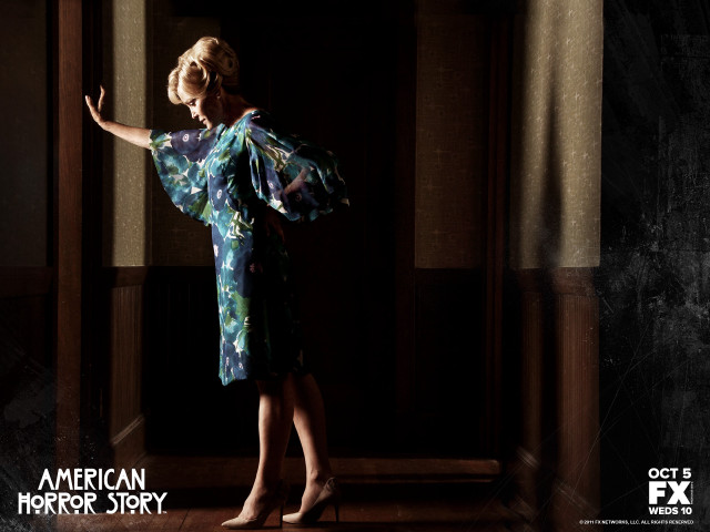 Woman floral dress doorway arms free wallpaper - medium preview image