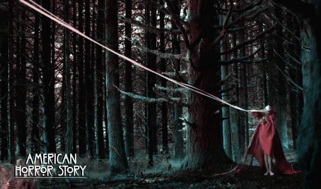 Woman red cape forest rope free wallpaper - medium preview image