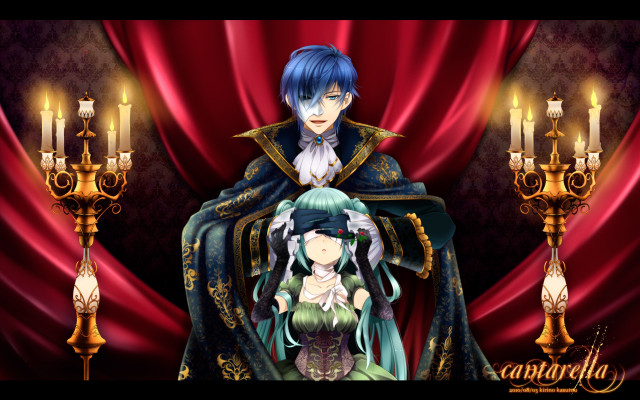 Anime couple red curtain candles free wallpaper - medium preview image