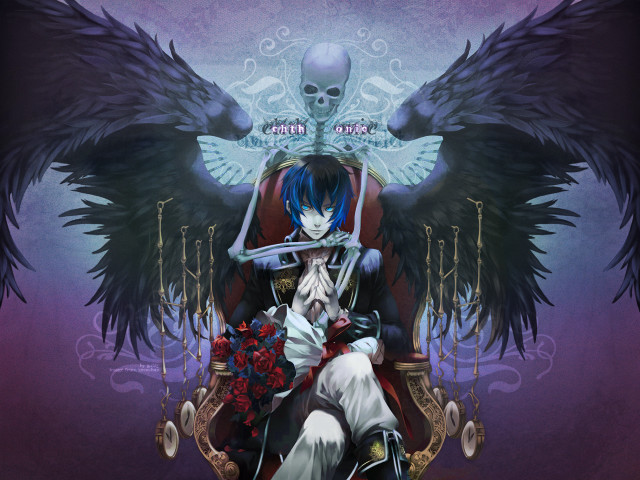 Anime couple throne wings skull free wallpaper - medium preview image