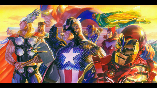 Superheroes captain america group painting free wallpaper - medium preview image