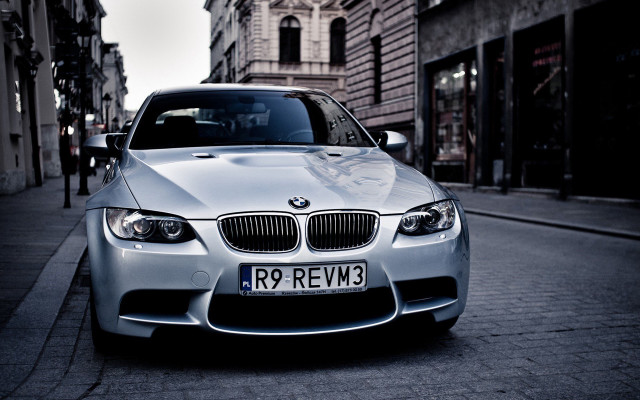 Silver car parked street tall free wallpaper - medium preview image