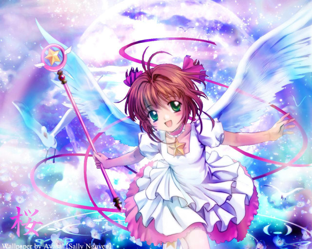 Girl sword wings sky stars free wallpaper for desktop - medium preview image