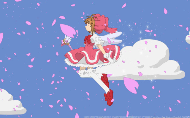 Girl pink dress flying umbrella free wallpaper - medium preview image