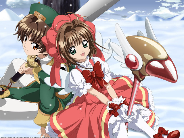 Anime couple snow sword bird free wallpaper - medium preview image